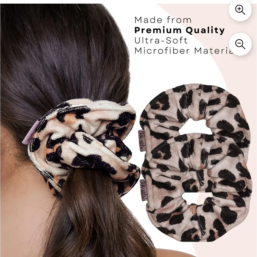 NWT Kitsch Leopard Microfiber Towel Scrunchies 2 Pack - Picture 5 of 10